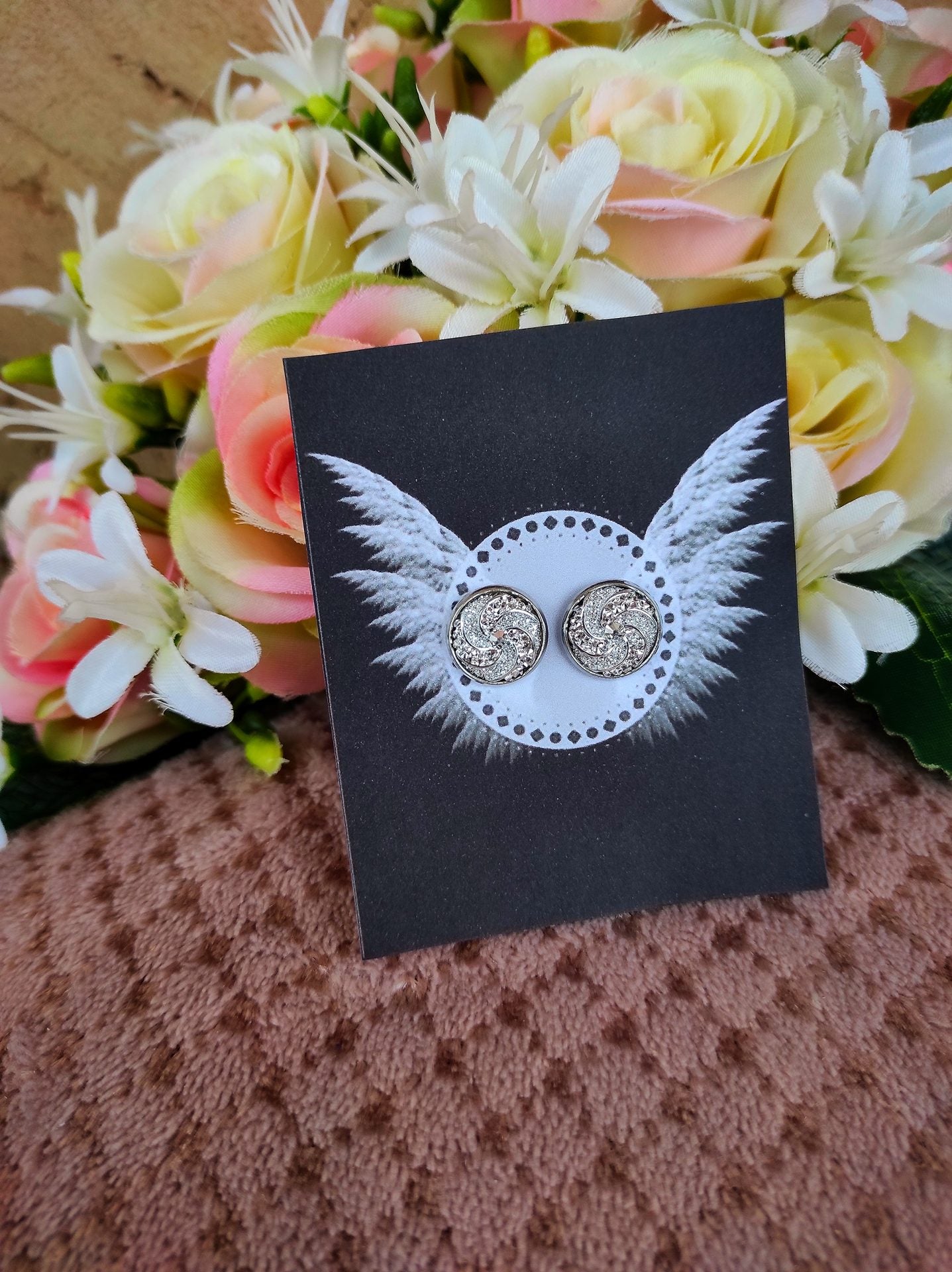 Ezüst színű druzy fülbevaló